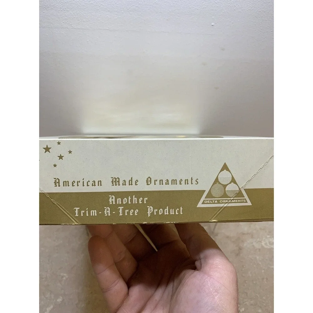 Vintage Delta Glass‎ Gold Christmas Ornaments in Box!